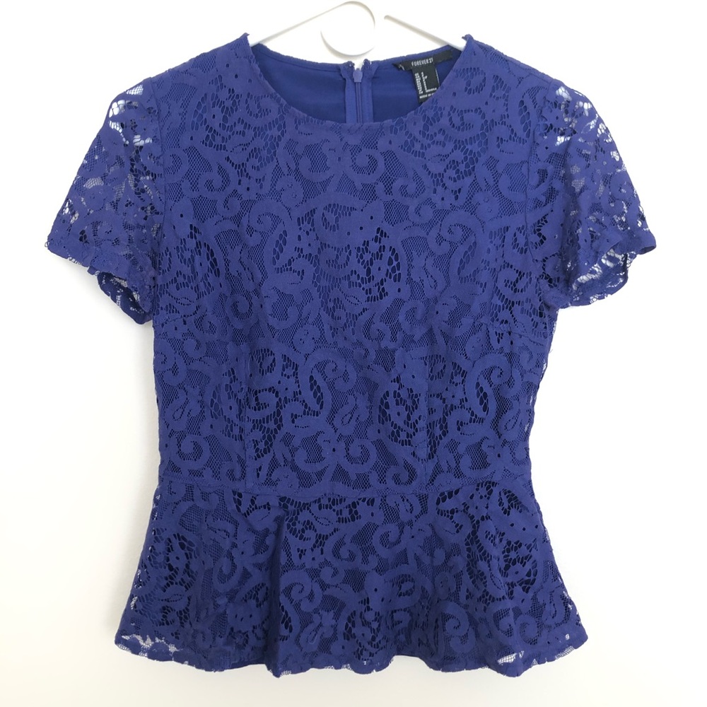 Blue/Indigo Lace Peplum Top